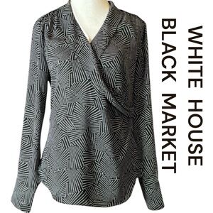 WHITE HOUSE BLACK MARKET Wrap Blouse, Long Sleeve, Size 2.